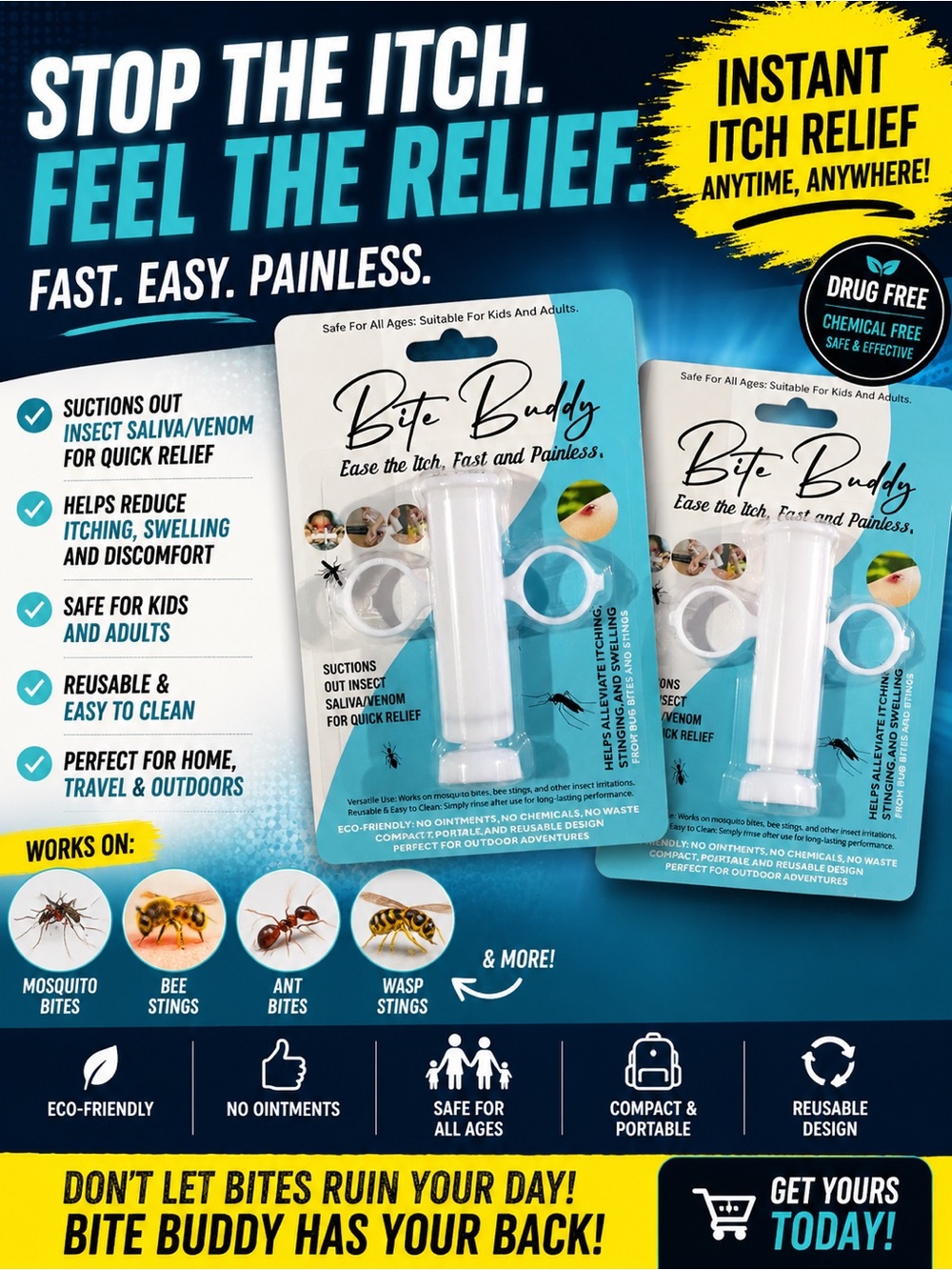 2 Bite Buddy Insect Bite Relief Tools! – 2 Pack 🦟✨